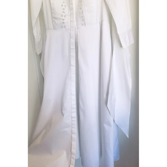 Elie Tahari Midi Dress White Cotton Size 2 - Picture 3 of 8